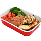 Grilled Chicken Breast in Mushroom Sauce with Veggies